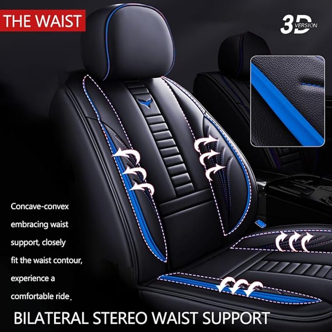 for Toyota CHR Seat Covers 2018-2026, Full Coverage Customized Car Seat Covers, Premium Leather Waterproof Stain-Resistant Easy to Install (Standard 2 Seats, Black&Blue)