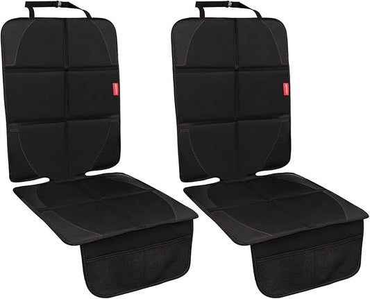 MORROLS Car Seat Protector, 2 Pack Carseat Protector with Thick Padding, Baby/Pets for Child Car Seat-Mesh Pockets-Waterproof-Universal Size(Black)