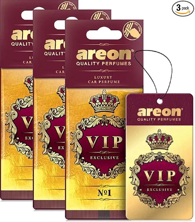 AREON VIP - Hanging Cardboard Air Freshener for Car, Home & Office - Premium Cologne Perfume with Natural Fragrances - Long Lasting, Fresh, Luxurious Scent - Stylish Design - № 1, Pack of 3