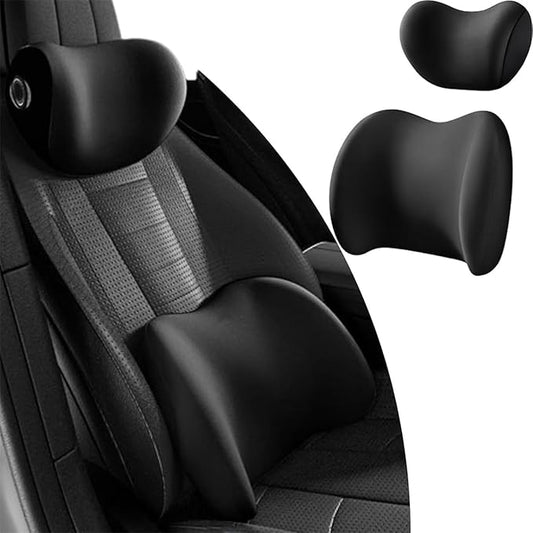 Headrest Lumbar Pillows Car Seat for Honda HRV CRV CRZ BRV 2001-2025, Ergonomic Neck Back Support Cushion, Comfortable Breathable Washable Cover, Memory Foam,Black