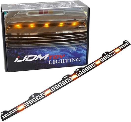 iJDMTOY Clear Lens Amber Yellow Full LED Front Upper Hood Bulge Insert Replacement Lighting Kit Compatible with Toyota 2014-2021 Tundra