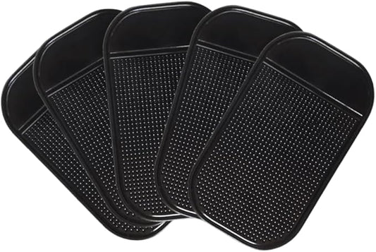 5PCS Extra-Strong Anti-Slip Pad Car Dashboard Sticky Pad Removable Silicone Gel Mat Washable Multi-Purpose PU Gel for Cell Phone Tablet (Black)