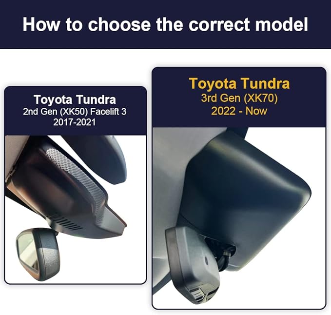 Fitcamx Front 2K+Rear 1080P Dash Cam Adapts for Toyota Tundra 2022-2026 Hybrid & Sequoia 2023-2026 (Gen3), OEM Style, Dual HD Video, WiFi & APP, Loop Recording, G-Sensor, Easy to Set, 64GB Card