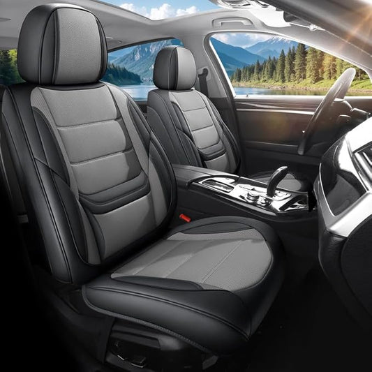 Car Seat Covers Custom Fit for Chevrolet/Chevy Sonic 2011-2020 , Premium Faux Leather Waterproof Car Seat Protectors with Lumbar Support, Breathable Anti-Slip Easy to install(Black&Gray,Full set)