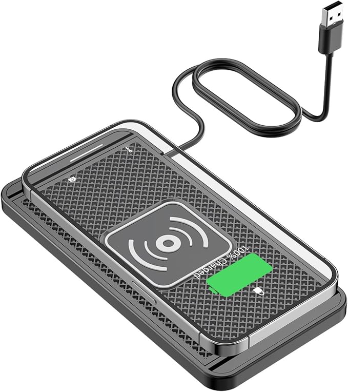 Wireless Charging Pad for Car for Jeep Gladiator, 15W Fast Wireless Charger Mat Non-Slip Silicone Car Center Console Phone Charging Pad,B/15W-USB