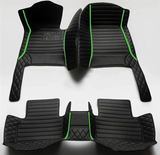Custom Personalized Floor Mats for Cars，Luxury Full Coverage All Weather Car Floor Mats，Anti-Slip Leather Car Mat Set ，Custom Floor Mats for 99% of Cars, Trucks & SUVs (All Black Green)