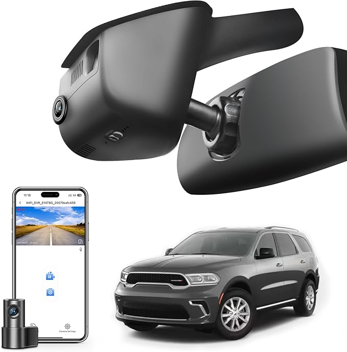 Mangoal Front 4K & Rear 1080P Dash Cam Custom Fit for Dodge Durango 2016 2017 2018 2019 2020 2021 2022 2023 2024 2025 2026 (Model A), GT R/T SRT SXT,Integrated OEM Look, UHD 2160P, 128GB Card
