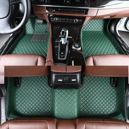 Custom Car Floor Mats for 96% Sedan SUV Sports Car Protection Full Coverage Pads Anti-Slip Leather Floor Lining All Weather Car Floor Mats (Green)