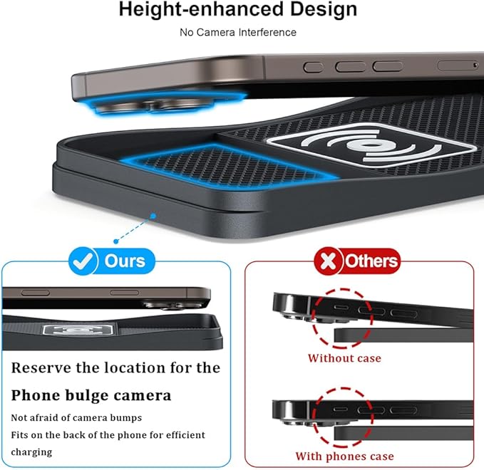 Car Wireless Charger Pad for BMW M3 E30 E36 E46 E92 E93, Type-C/USB 20W Fast Wireless Car Charger Pad Non-Slip Cordless Charging Mat,A-30cm Cable Type-C Plug