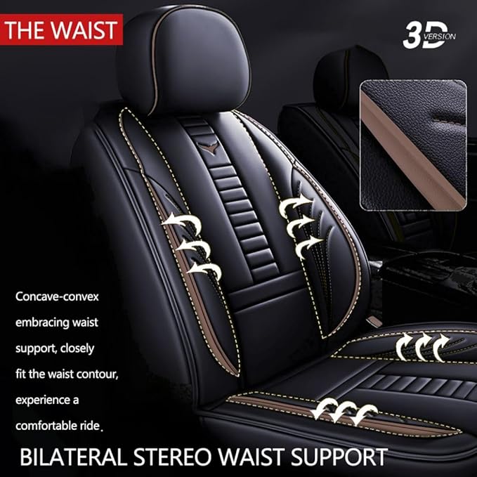 for Toyota CHR Seat Covers 2018-2026, Full Coverage Customized Car Seat Covers, Premium Leather Waterproof Stain-Resistant Easy to Install (Standard 5 Seats, Black&Coffee)