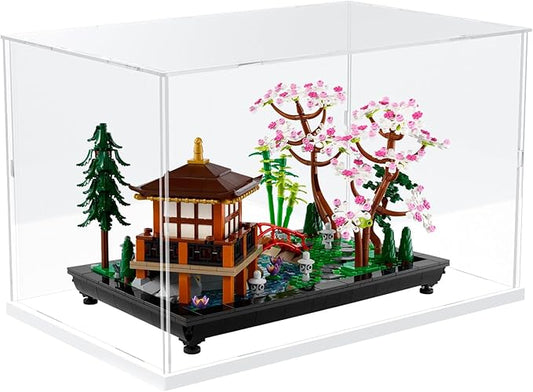 Choowin Acrylic Display Case for Lego Tranquil Garden 10315 10298 10308 10317 for Lego Display Thickened Clear Acrylic Display Cases for Collectibles Assemble Dustproof Display Box(White Base)