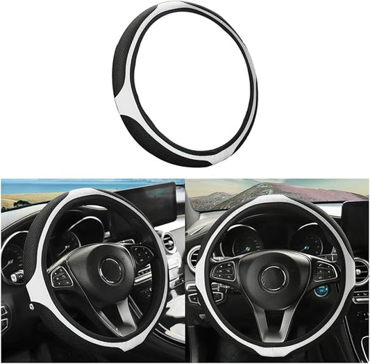 LoyaForba Car Steering Wheel Cover, Universal 14.5-15 Inch, Soft Anti-Slip Neoprene Protector for Steering Wheel, Breathable Odorless and Elastic Stretch, Car Accessory for SUV, Van, Truck (White)