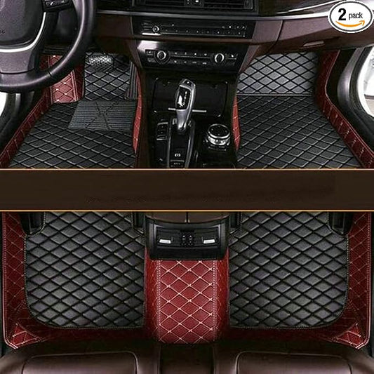 Custom Making Car Floor Mats Compatible with Audi BMW Mercedes-Benz Toyota Lexus Honda Infiniti Nissan Hyundai Kia All Models 2005-2026 (Red Wine and Black)