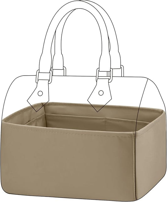 DGAZ Silk Purse Organizer Insert Fits LV Speedy 16/20/25/30/35/45 bags，Silky Smooth Bag Organizer，Luxury Handbag & Tote Shaper（Etoupe grey，SP35）