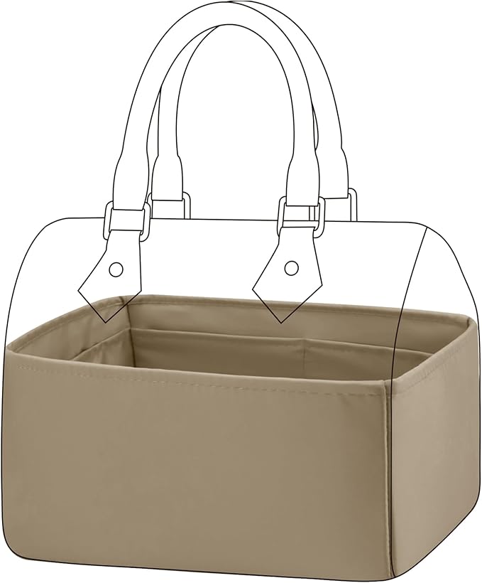 DGAZ Silk Purse Organizer Insert Fits LV Speedy 16/20/25/30/35/40/45 bags，Silky Smooth Bag Organizer，Luxury Handbag & Tote Shaper(Etoupe grey,SP40)