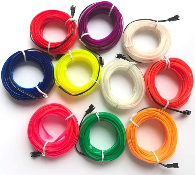 ABALDI 2m/6ft EL Wire, Neon Light with USB Inverter for Halloween Xmas Parties Indoor Outdoor Christmas Cosplay Costume(Red)