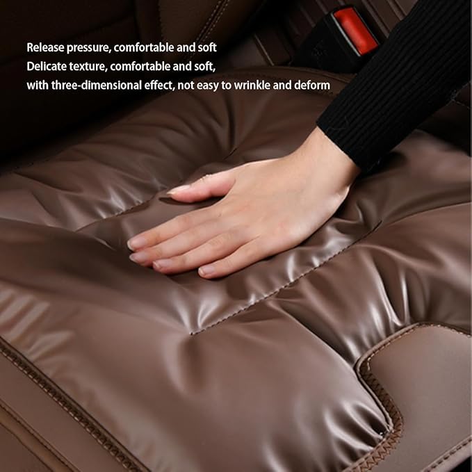 Car Seat Cushion,Personalized Lumbar Support Cushion (Khaki,Three-Piece Set)