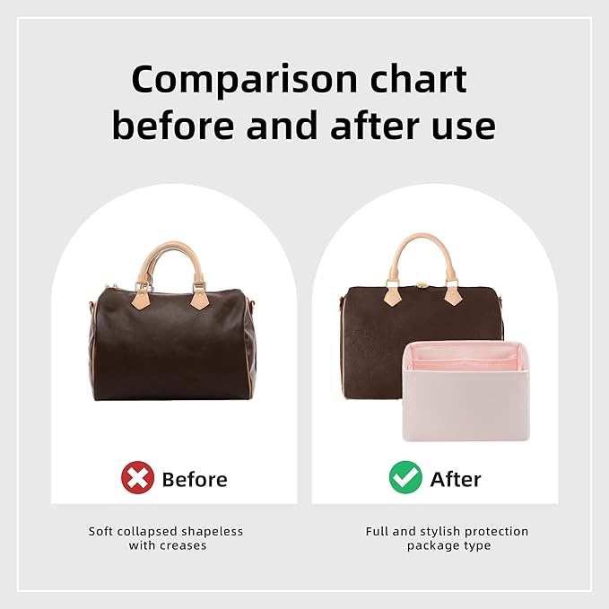 DGAZ Silk Purse Organizer Insert Fits LV Speedy 16/20/25/30/35/45 bags，Silky Smooth Bag Organizer，Luxury Handbag & Tote Shaper（Pink，SP25）