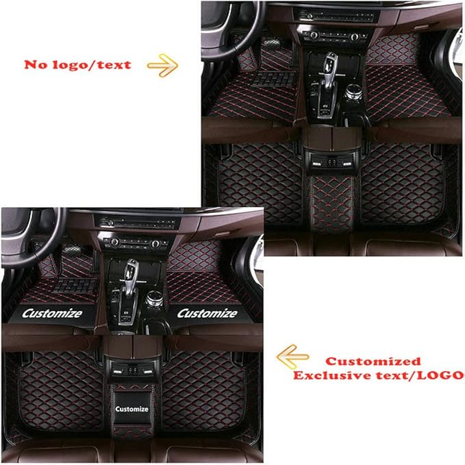 Custom Personalized Floor Mats for Cars - Luxury Full Coverage All Weather Mats, Anti-Slip Leather Mat Set, Fit for 99% of Cars, SUVs & Trucks (Orange, A-Diamond)