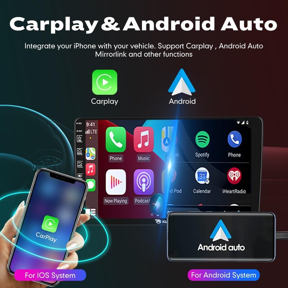 Kunfine Car CarPlay Android Auto Navigation Stereo GPS Radio Reverse Camera Display 9" IPS Touchscreen Headunit Tablet Pad Media Player For Peugeot 301 2013-2022, if Applicable Quad Core 2G+64G Silver