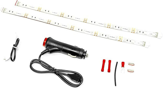 Alpena MAX LED Light Strip Starter Kit – EZ-Link Modular 12V Plug-and-Play Lighting for Cars & Trucks, Interior/Exterior Stick-On Light Bars, 2×12” Weatherproof Strips, Amber