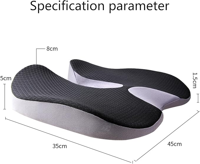 Car Seat Cushion for Long Driving, Ergonomic Memory Foam Seat Cushion, Car Seat Cushion for Back Pain and Lumbar Support Non Slip and Easy Clean for Driving Gaming Chair and Travel C Cool Black