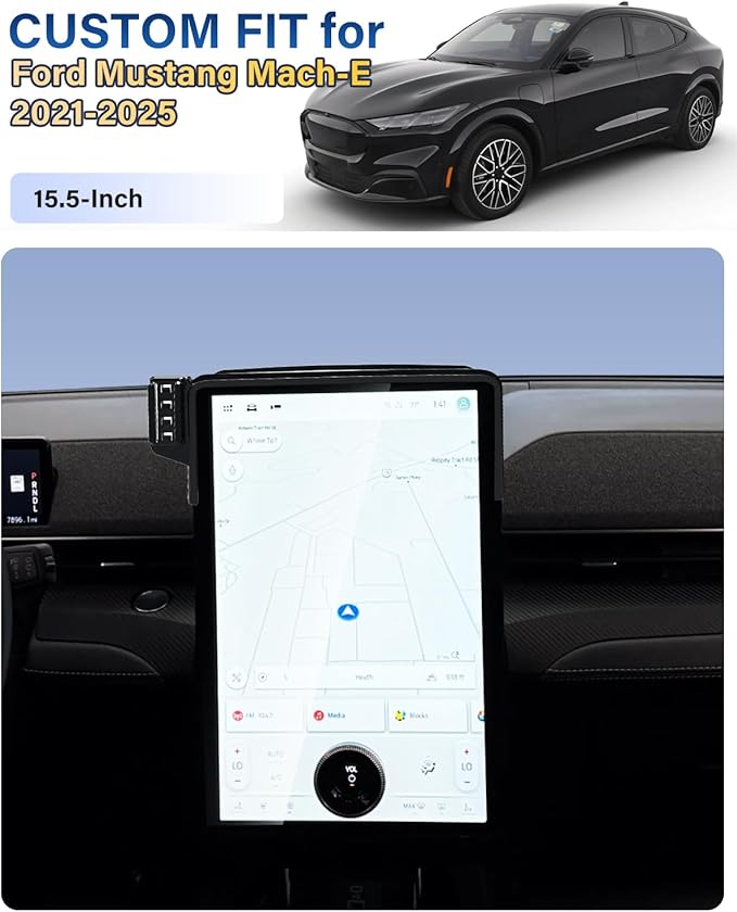 SKYLOTEC Car Phone Holder for 2021-2025 Ford Mustang Mach E Accessories 15.5-Inch Screen Fixed Clip, Automobile Cradles Magnetic Phone Mount Compatible with MagSafe, Strong Magnets Cell Phone Base