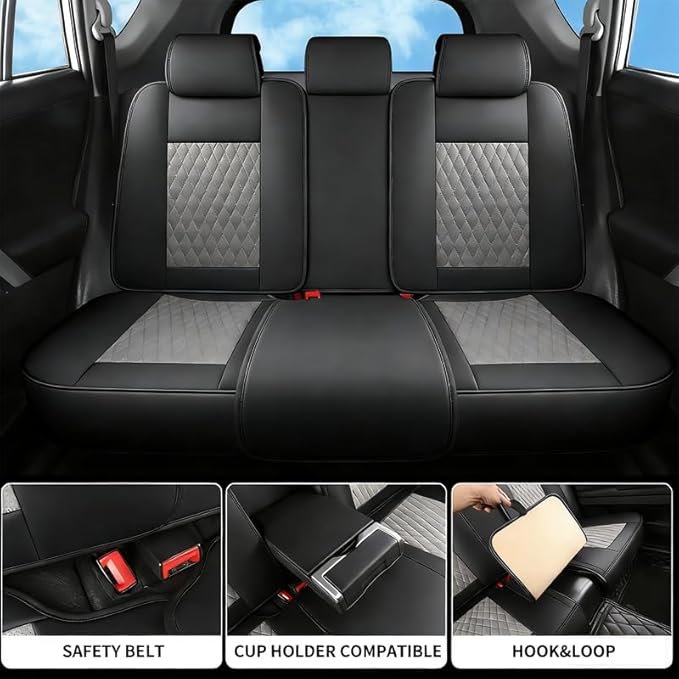 Car Seat Covers Full Set Custom Fit for Chevrolet/Chevy Colorado 2015-2026 - Premium Faux Leather with Lumbar Support | Breathable, Waterproof, Anti-Slip, Durable (Black&Gray,Full Set)