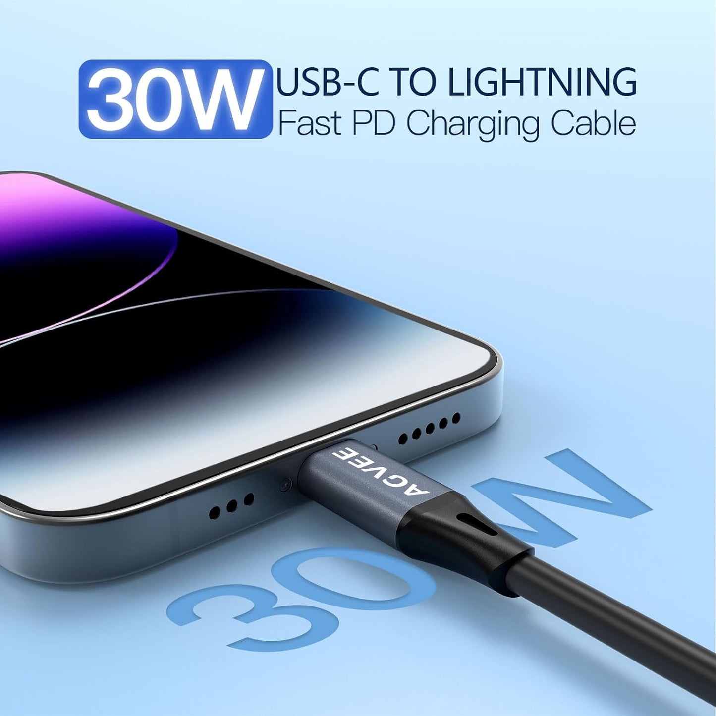 AGVEE 5ft Coiled Short USB to Lightning Charging Cable [MFI Certified] 3A Fast Charger Cord in Car for iPhone 14/13/12/11/XS/8/7/6/5 CarPlay, iPad, iPod, Dark Gray