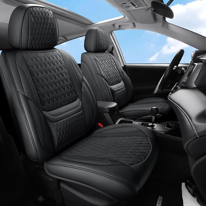 Front Seat Car Seat Covers Custom Fit for Ford Edge 2007-2026 - Premium Faux Leather with Lumbar Support | Breathable, Waterproof, Anti-Slip, Durable (Black,Front Seat)