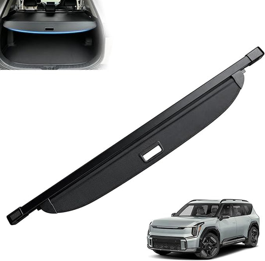 MIALUTY® Cargo Cover for 2024 2025 2026 Kia EV9 Retractable Trunk Cover EV9 Accessories Anti-Peeping Anti-Theft Privacy Screen,Trunk Luggage Shield Shade Carbon Fiber Texture