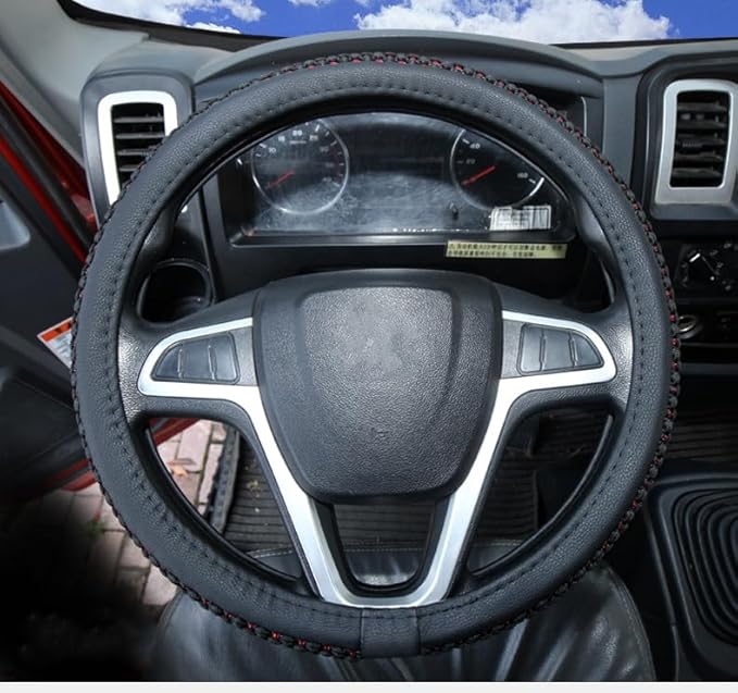 Size 16-20 Inch Ice Silk Ventilation Multi-Style Comfy Grip Steering Wheel Cover for Truck, Bus, Big Rig Trucker,SUV， Anti-Slip Design 16-20 Inch (BlackRed, 19)