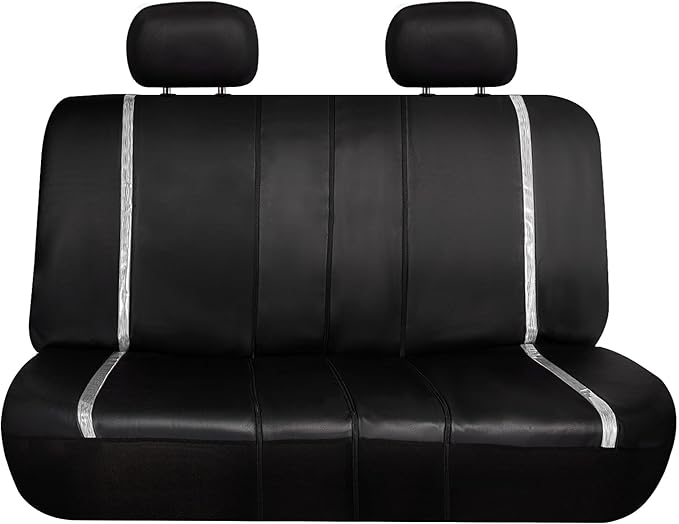 FH Group Full Set Faux Leather Car Seat Covers - Universal Fit, Low Back Front Seat Covers, Airbag Compatible, Split Bench Rear, Seat Cover for SUV, Sedan, White