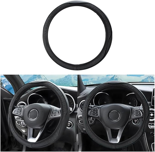 zipelo 14.5"-15" Car Steering Wheel Cover, Auto Interior Wheel Protector with Durable Soft Breathable Anti-Slip Linging Leather, Universal for Vehicles Trucks SUVs Accessories for Women (Style7-Black)