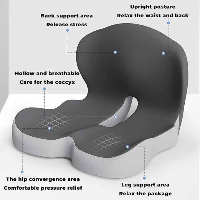 Back and Seat Cushion, Soothe+Cushion,Car Seats with Lumbar Support,Memory Foam Non Slip Skin with Back Support for Office Chair, Car (Color Matching B)