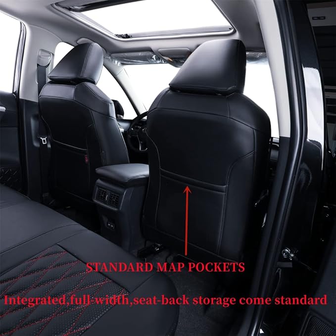 coverdream Custom Fit Seat Covers for Toyota RAV4 Adventure,TRD Off - Road 2024 2023 2022 2021 2020 2019,Full Coverage Leather Seat Protector (Red/Black,Full Set)