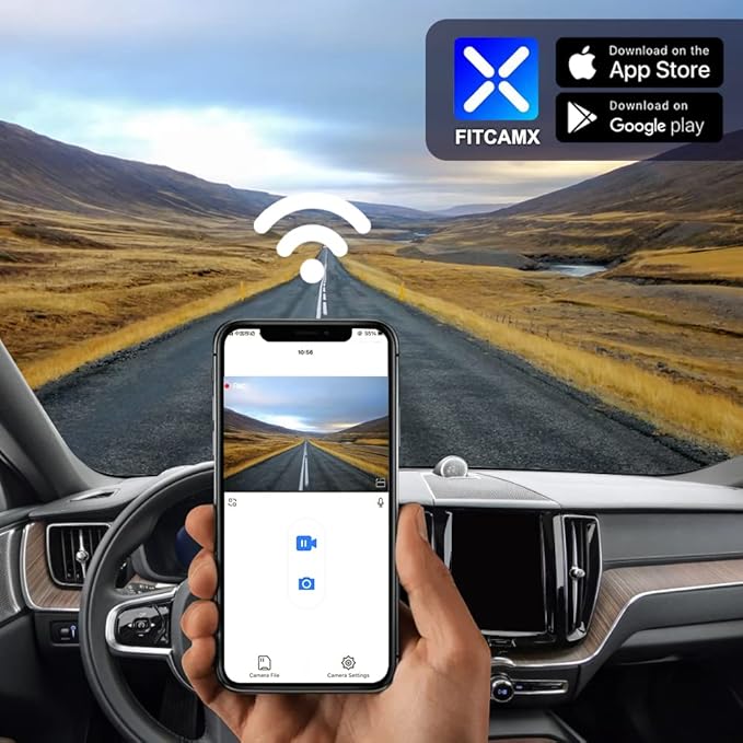 Fitcamx 4K Dash Cam Suitable for Volvo S90 V90 2017-2021 & XC60 2018-2021 T5 T6 (Model A), OEM Factory Look, 2160P UHD Video, Built-in WiFi &APP, Loop Recording, Gravity Sensor, Plug&Play, 64GB Card