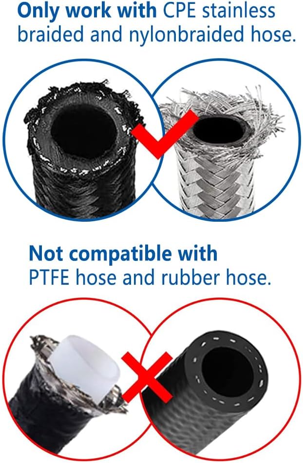 LokoCar 8AN Hose End Fitting 0 Degree Straight Swivel For CPE Braided Hose Black 2Pcs