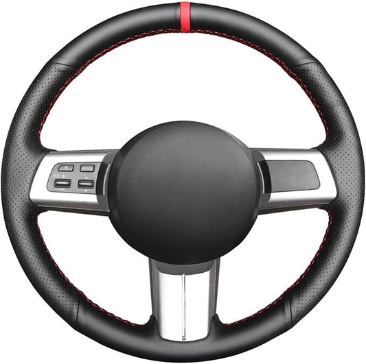 MEWANT Steering Wheel Cover for Mazda MX-5 2006-2014 / RX-8 2009-2013 / CX-7 CX7 2007-2009 Hand-Stitch Black Microfiber Leather Steering Wheel Wrap