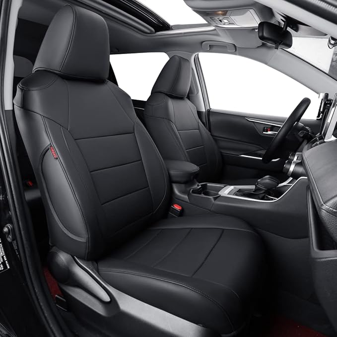 coverdream Custom Fit Seat Covers for Toyota RAV4 Limited,XLE,SE,Platinum,Adventure 2013 2014 2015 2016 2017 2018,Full Coverage Leather Seat Protector (Full Set,Black)