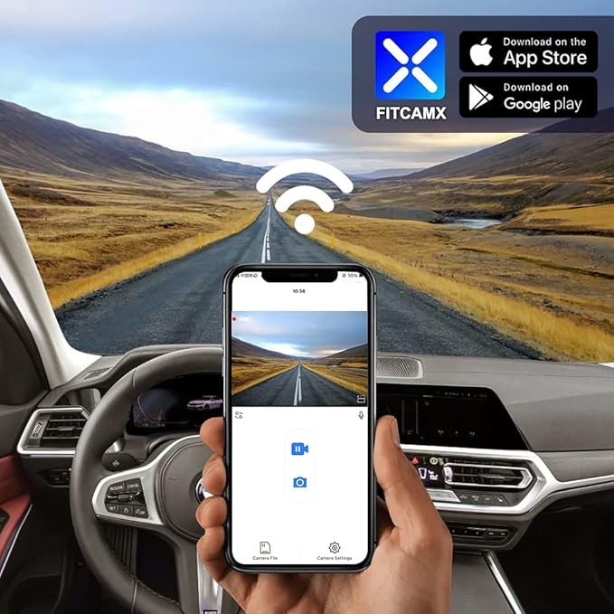 Fitcamx Front 2160P+Rear 1080P Dash Cam Adapts for BMW 3 4 M3 M4 2020-2024 (Model B) 330i 430i Xdrive 330e M340i M440i, OEM Style, Dual Loop Recording, WiFi & APP, G-Sensor,Easy to Set, 128GB Card