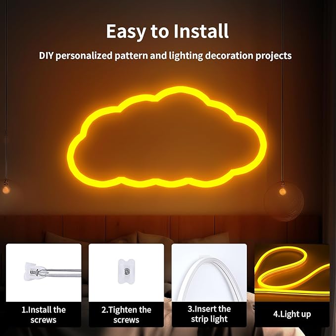 iNextStation Yellow Led Strip Lights, 16.4Ft/5m Neon Led Light Strip with Power Adapter, 12V Waterproof Silicone Flex LED Rope Lights for Bedroom Wall Festival Party Neon Sign DIY Decor