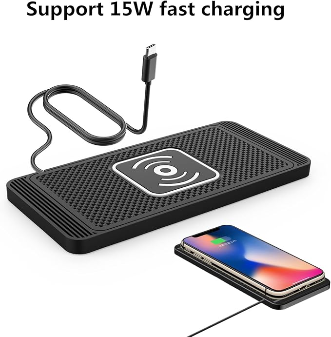 Wireless Charging Pad for Car for Honda Accord CF4 2004-2007-pr, 15W Fast Wireless Charger Mat Non-Slip Silicone Car Center Console Phone Charging Pad,A/15W-Type-c