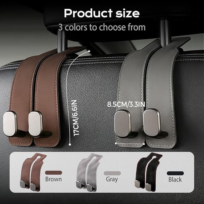 2026 Car Headrest Storage Hooks - Universal Backseat Hanger Organizer for Handbags & Grocery Bags (4, Brown)
