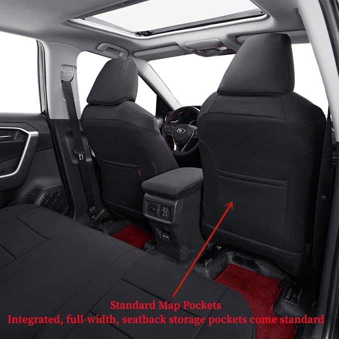 coverdream Custom Fit Seat Covers for Toyota RAV4 Adventure,TRD Off - Road 2024 2023 2022 2021 2020 2019,Full Coverage Polyester Seat Protector (Black,Full Set)