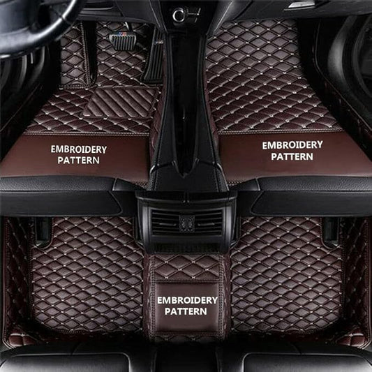Custom Car Floor Mats for 96% Sedan SUV Sports Car Protection Full Coverage Pads Anti-Slip Leather Floor Lining All Weather Car Floor Mats (Dark Brown)