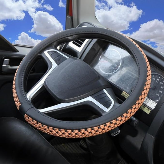 15“16”17“ 18”19“20 Inch Ice Silk Ventilation Multi-Style Comfy Grip Steering Wheel Cover for Truck, Bus, Big Rig Trucker,SUV， Anti-Slip Design 16-20 Inch (Brown, 20 inch)