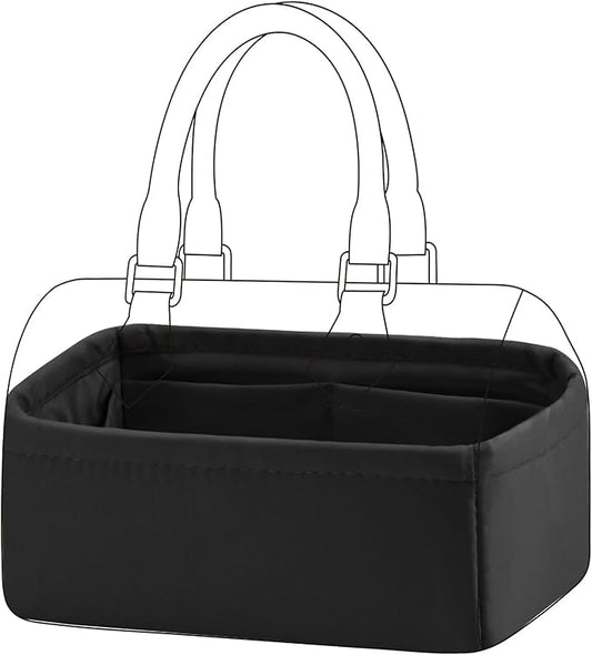 DGAZ Silk Purse Organizer Insert Fits LV Speedy 16/20/25/30/35/45 bags，Silky Smooth Bag Organizer，Luxury Handbag & Tote Shaper（Black，SP16）