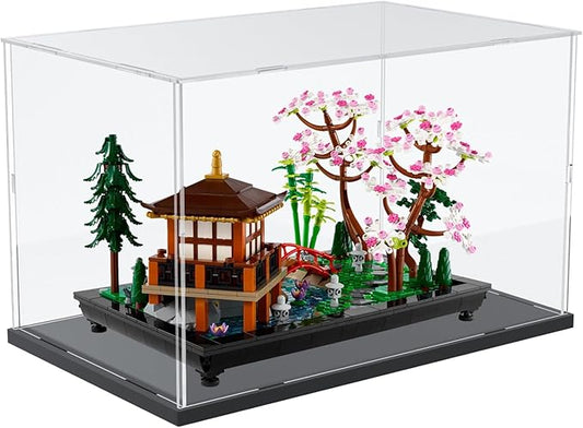 Choowin Acrylic Display Case for Lego Tranquil Garden 10315 10298 10308 10317 for Lego Display Thickened Clear Acrylic Display Cases for Collectibles Assemble Dustproof Display Box(Black Base)