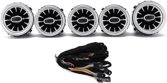 Aramox Air Vent, 5pcs 64 Color Front LED Turbine Air Vent Ambient Light Kit Replacement for ?Benz C GLC?Class W205 2019?2021